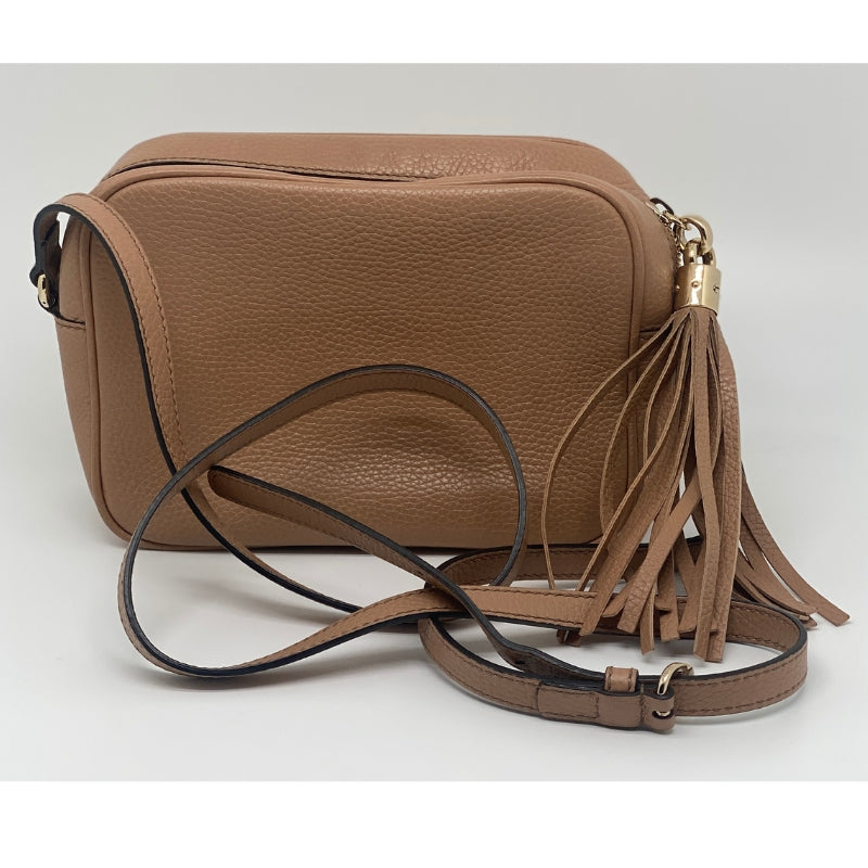 Gucci Soho Disco Crossbody Back Neutral Leather Tassel Detail