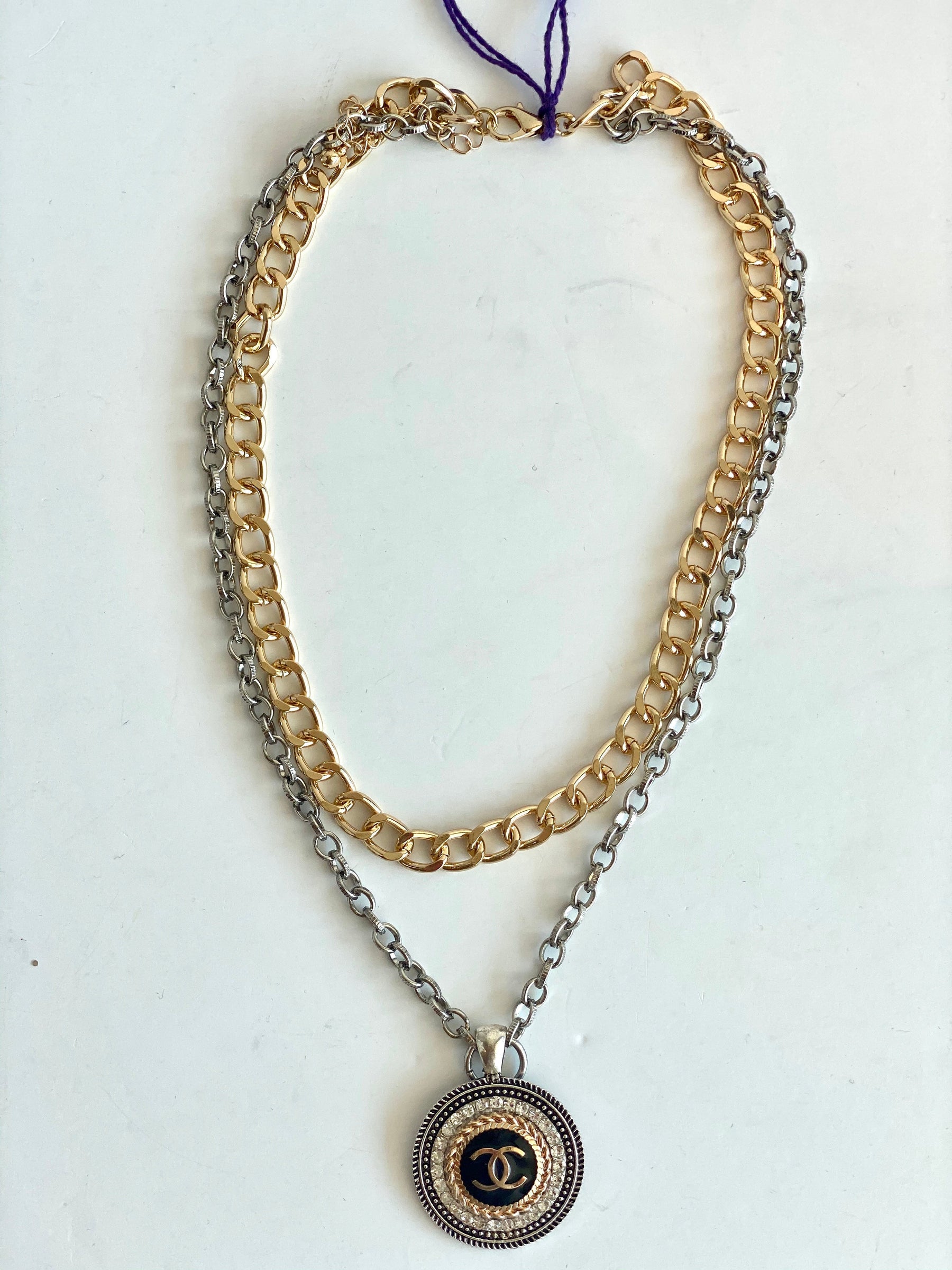 silvergoldbuttonnecklace