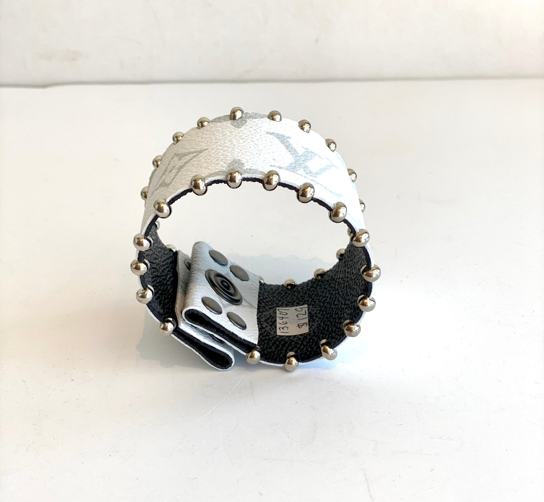 white and black bracelet