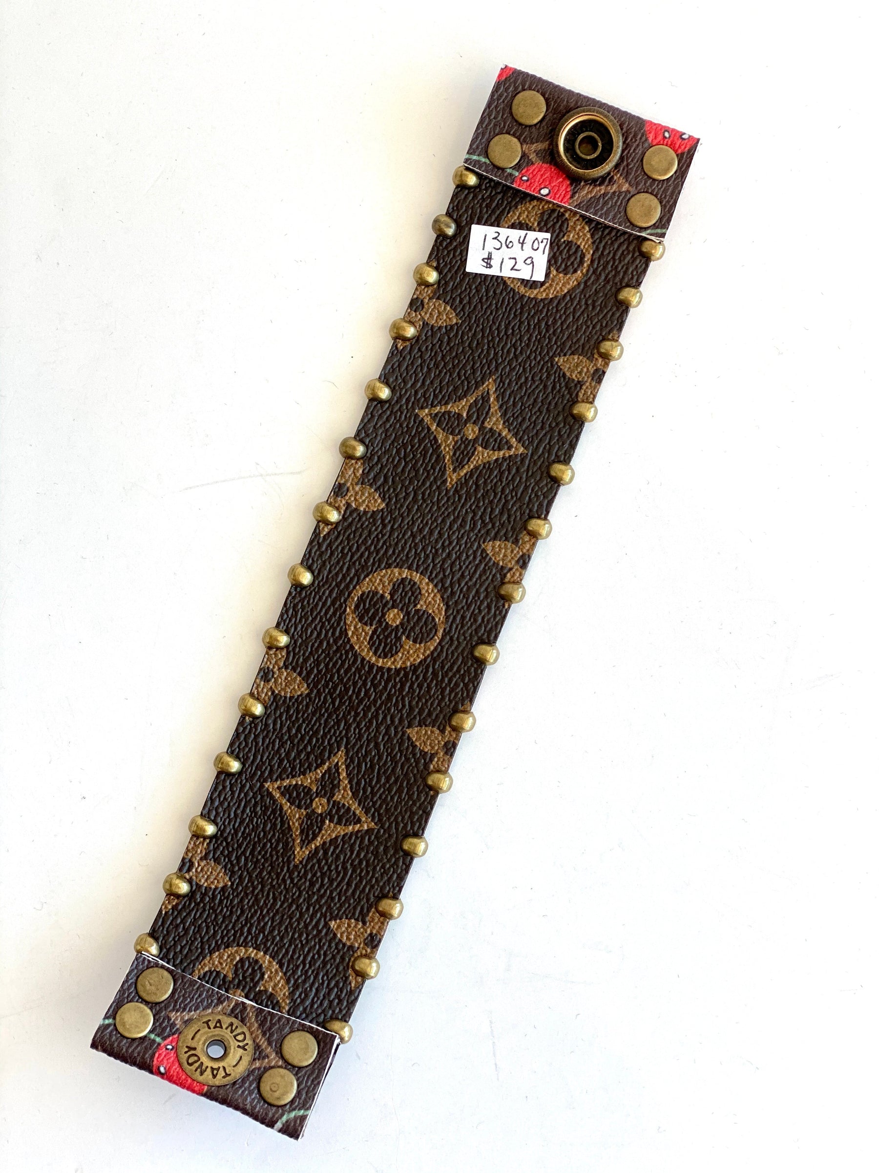 brown leather cherry bracelet