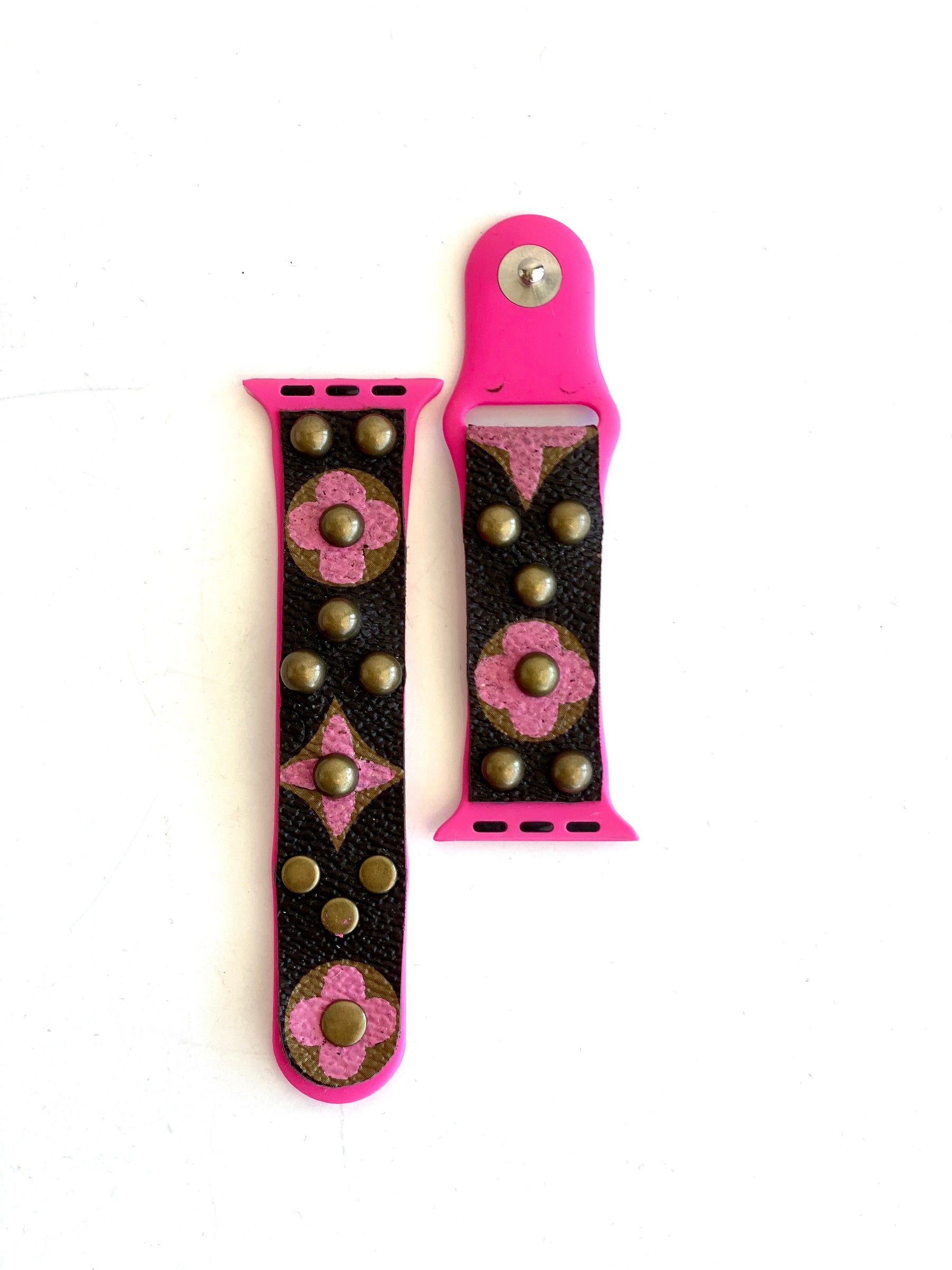 pink and brown watch band