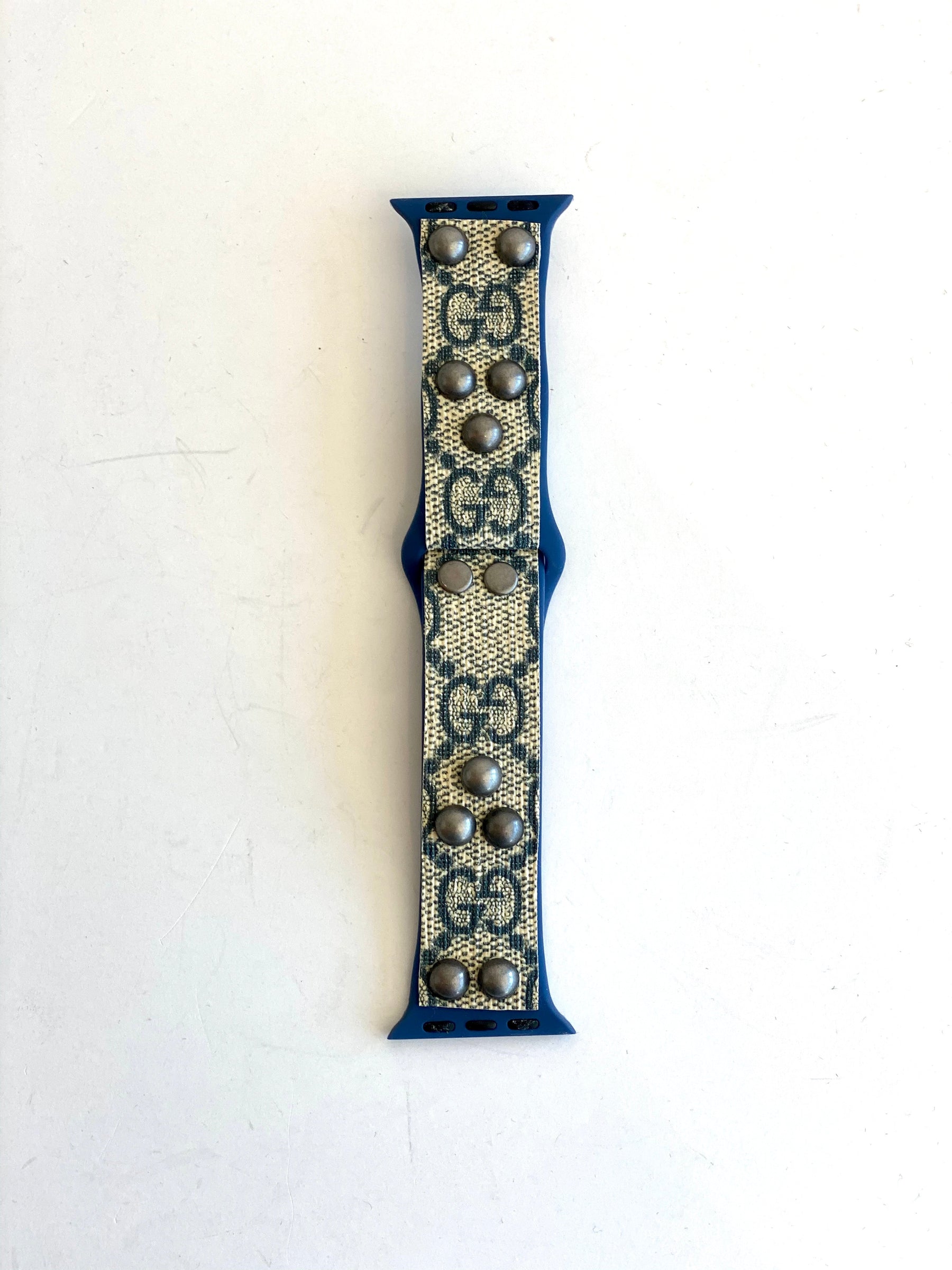 blue with tan detail watch band