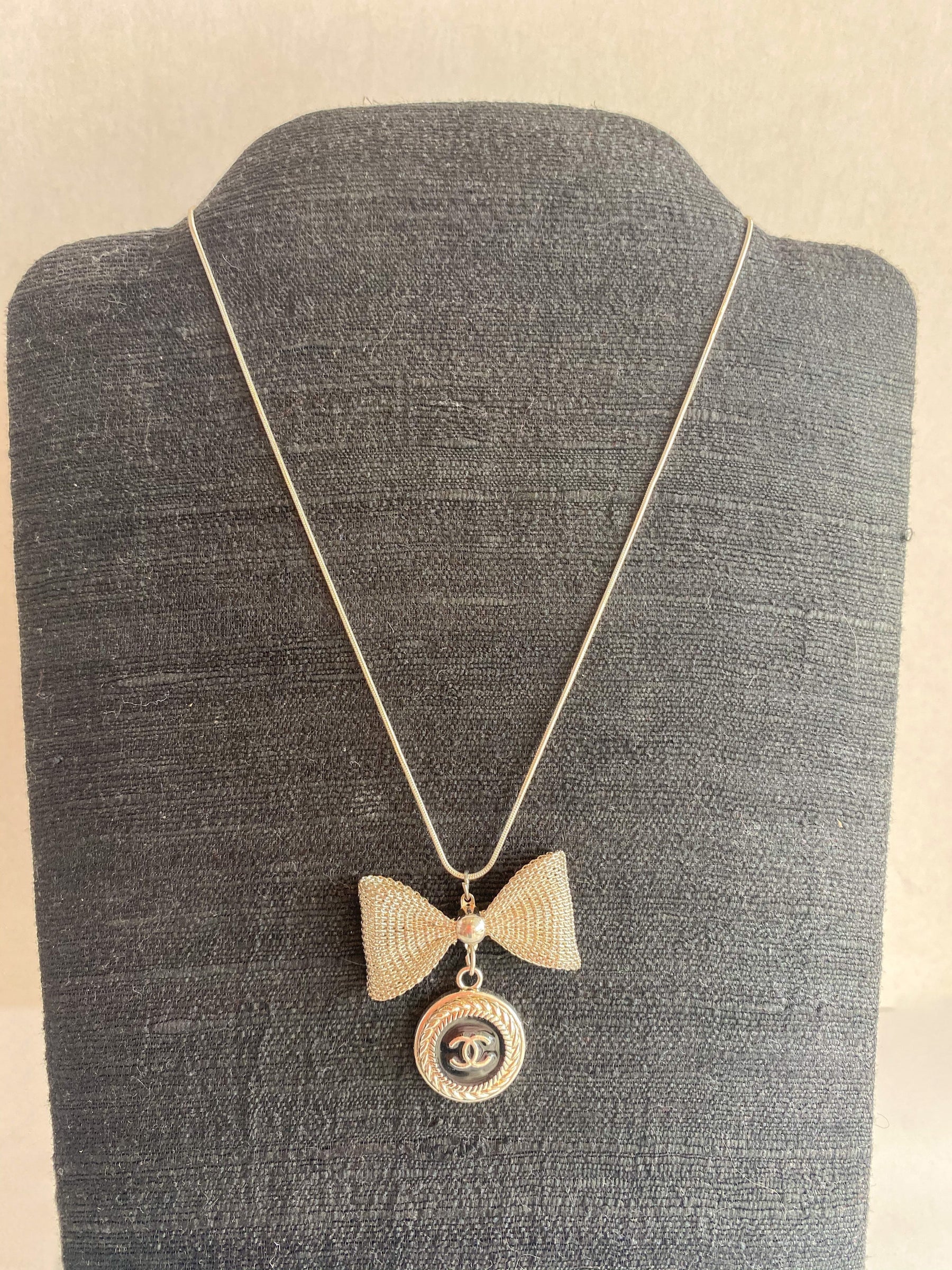 Designer Bow Button Necklace