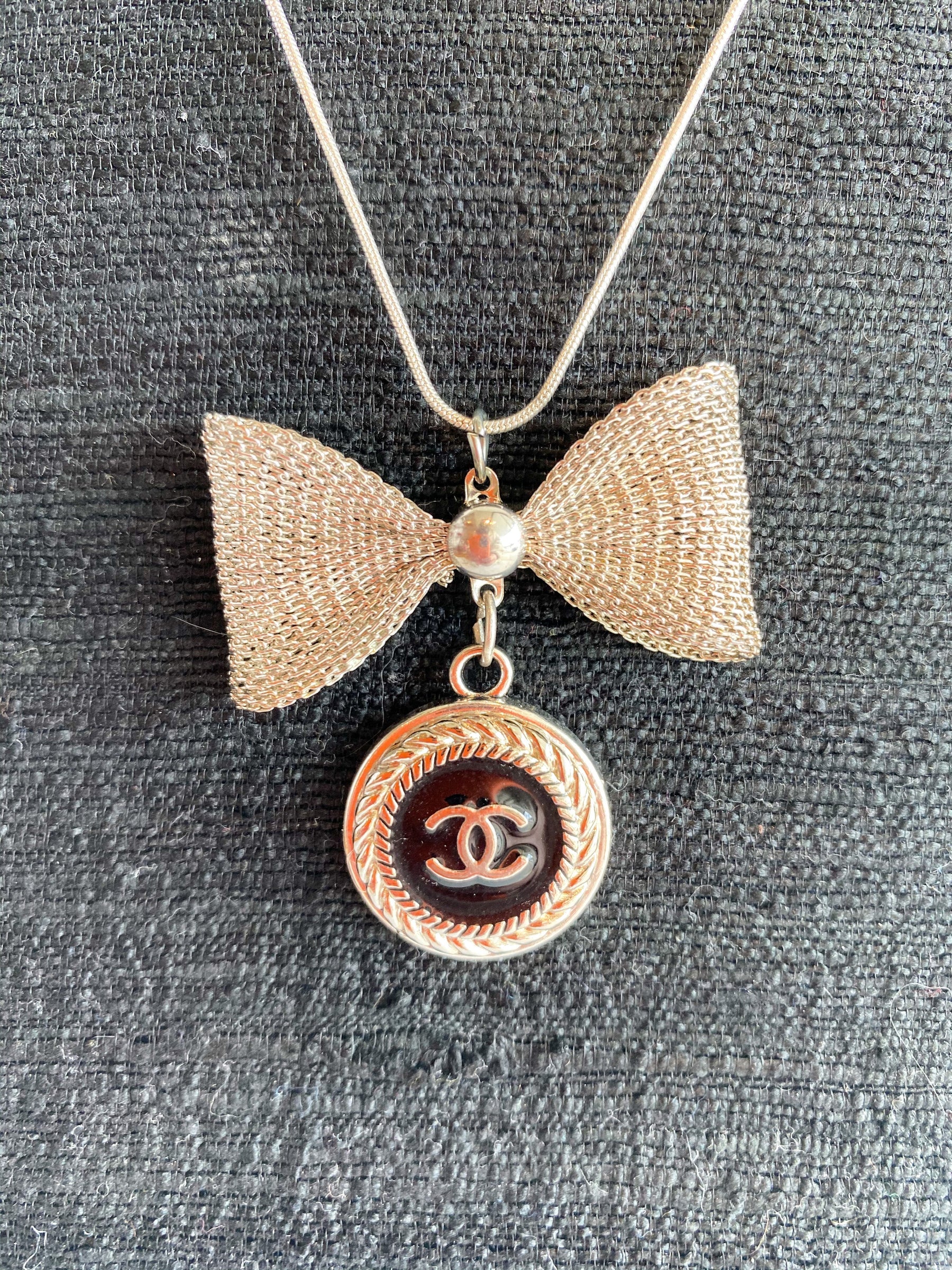 Designer Bow Button Necklace