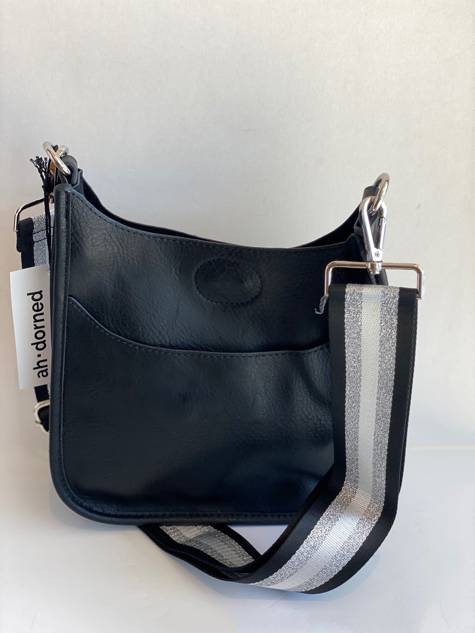 black leather mini messenger