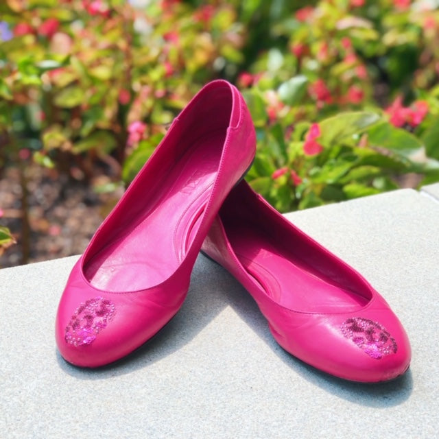 Alexander McQueen Skull Sequin Flats Pink