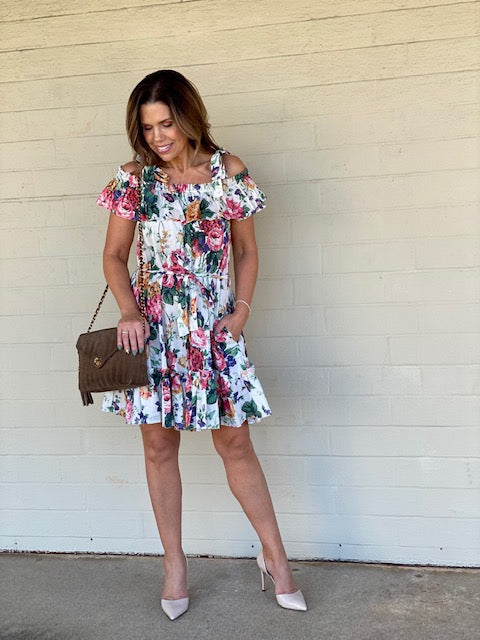 zimmermann off the shoulder floral dress Zimmermann Floral Printed Dress