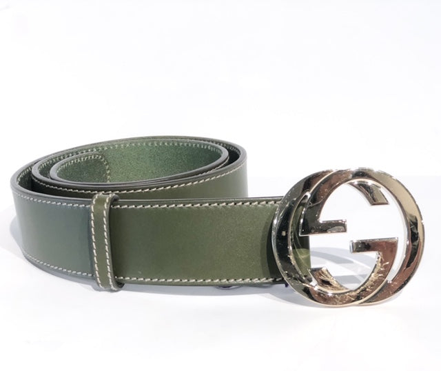 Gucci Guccissima Leather Belt Dark Green
