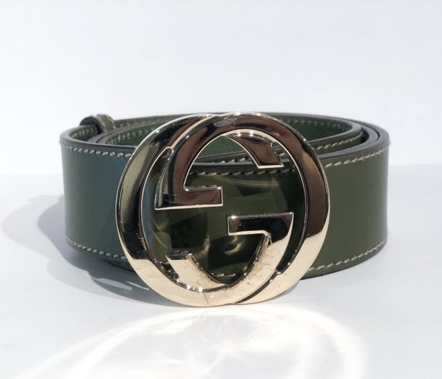 Gucci Guccissima Leather Belt Dark Green