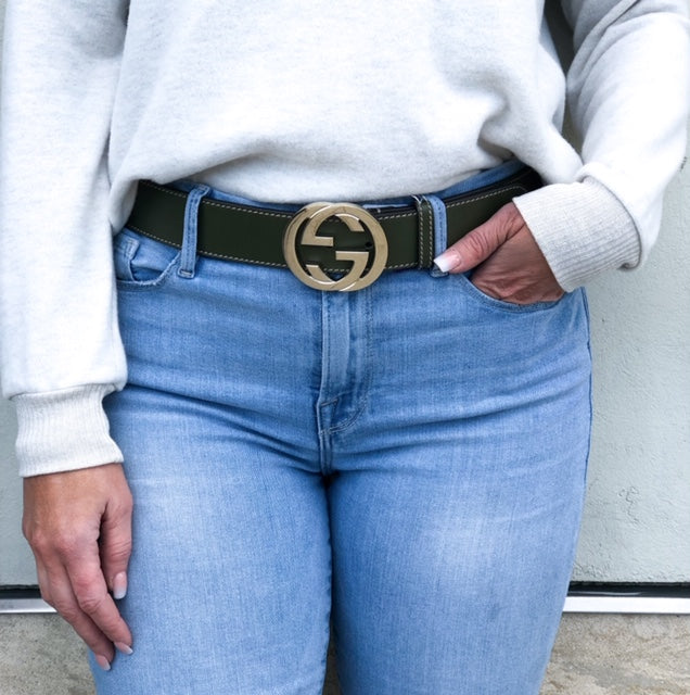 Gucci Guccissima Leather Belt Dark Green