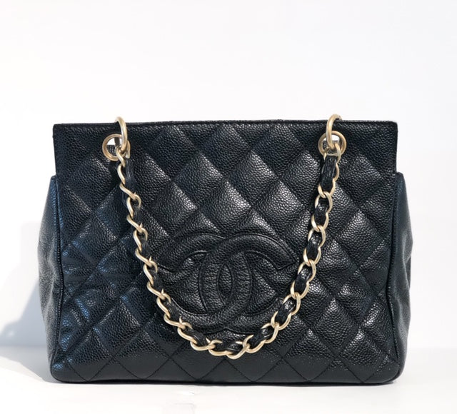 CHANEL Petite Black Caviar Shopping Tote Timeless Handbag