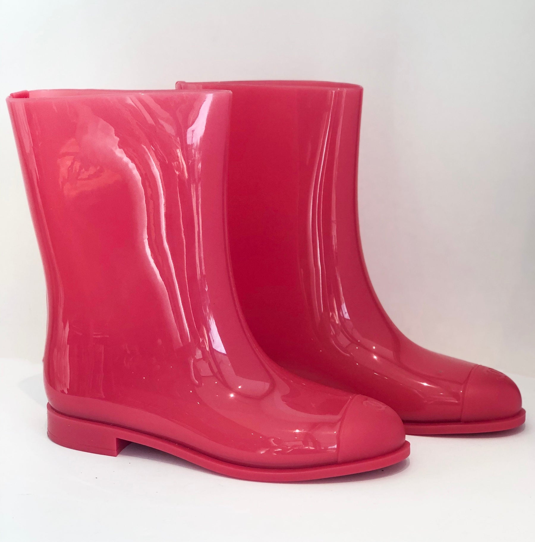 Chanel Pink Rain Boots