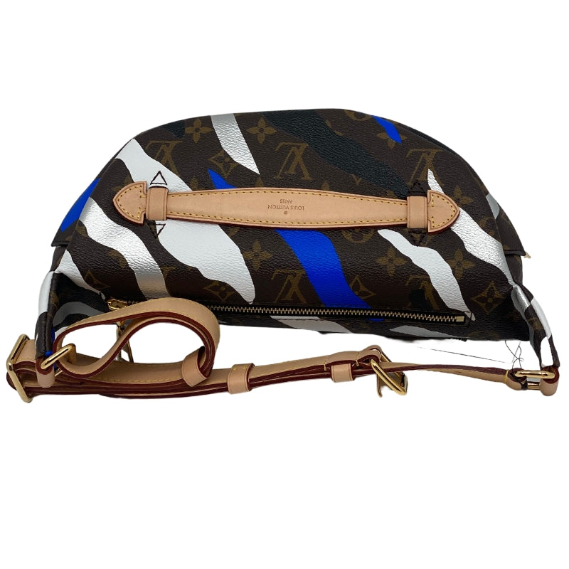 Louis Vuitton x LOL Classic LV Monogram Abstract Blue, Black, Silver, and White StripeTop Leather Top Handle Adjustable Belt