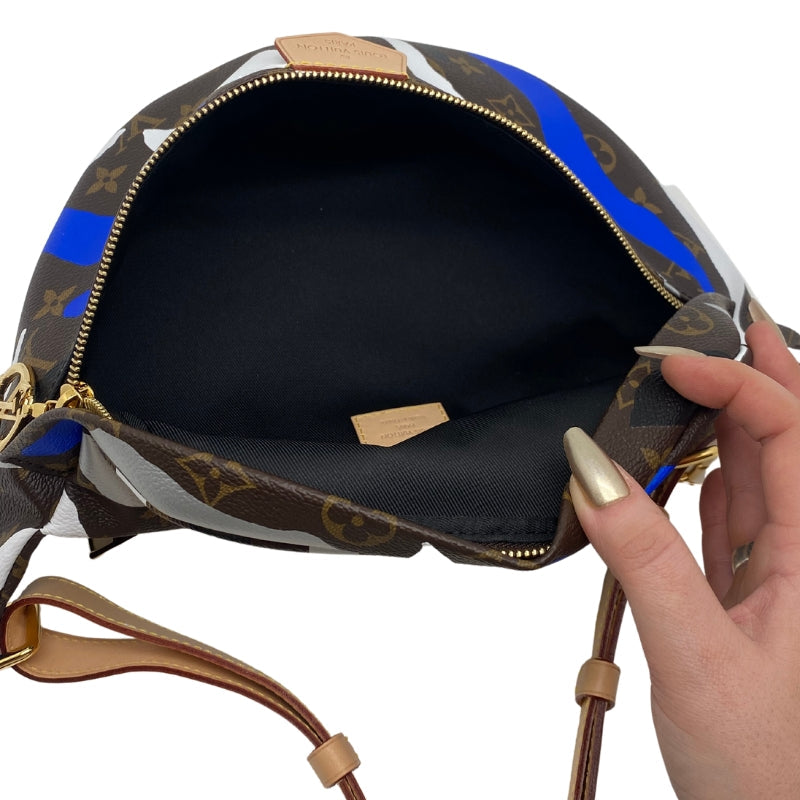 Louis Vuitton x LOL Classic LV Monogram Abstract Blue, Black, Silver, and White Stripe Interior Cloth Interior Zip Closure
