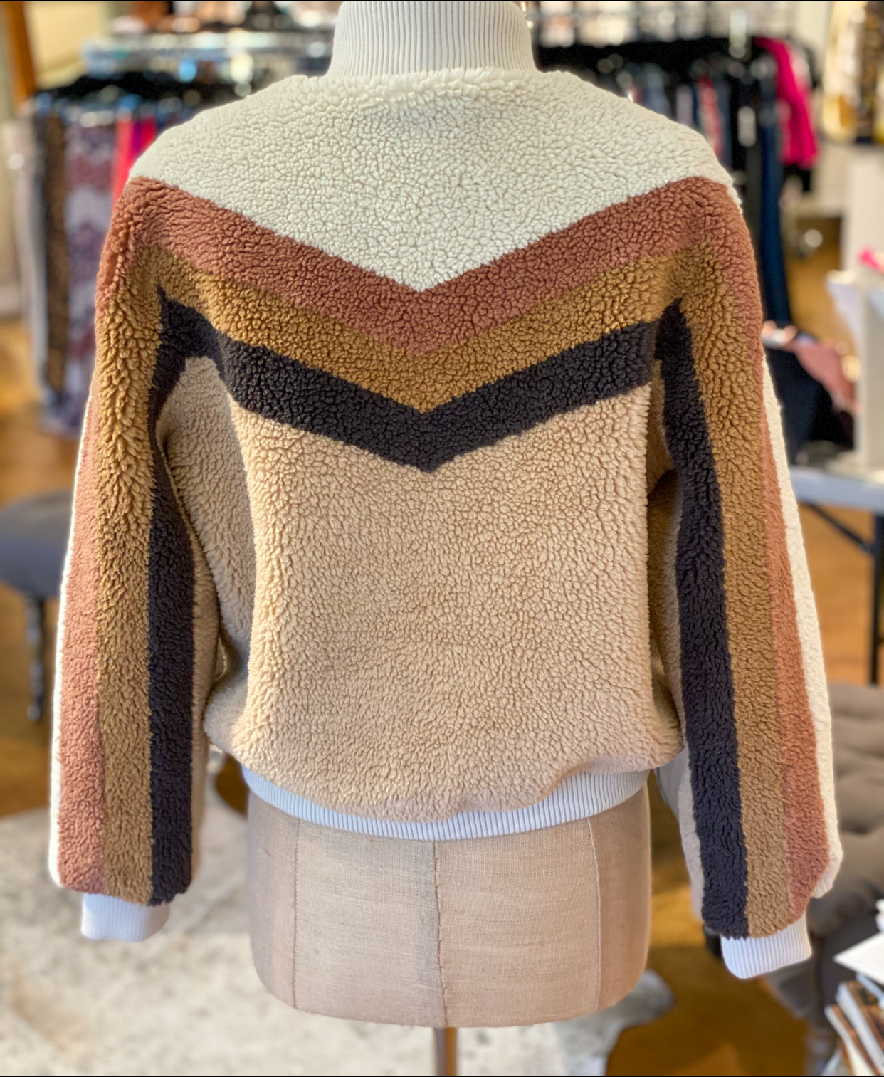 Mother Faux Shearling Letterman Jacket Back