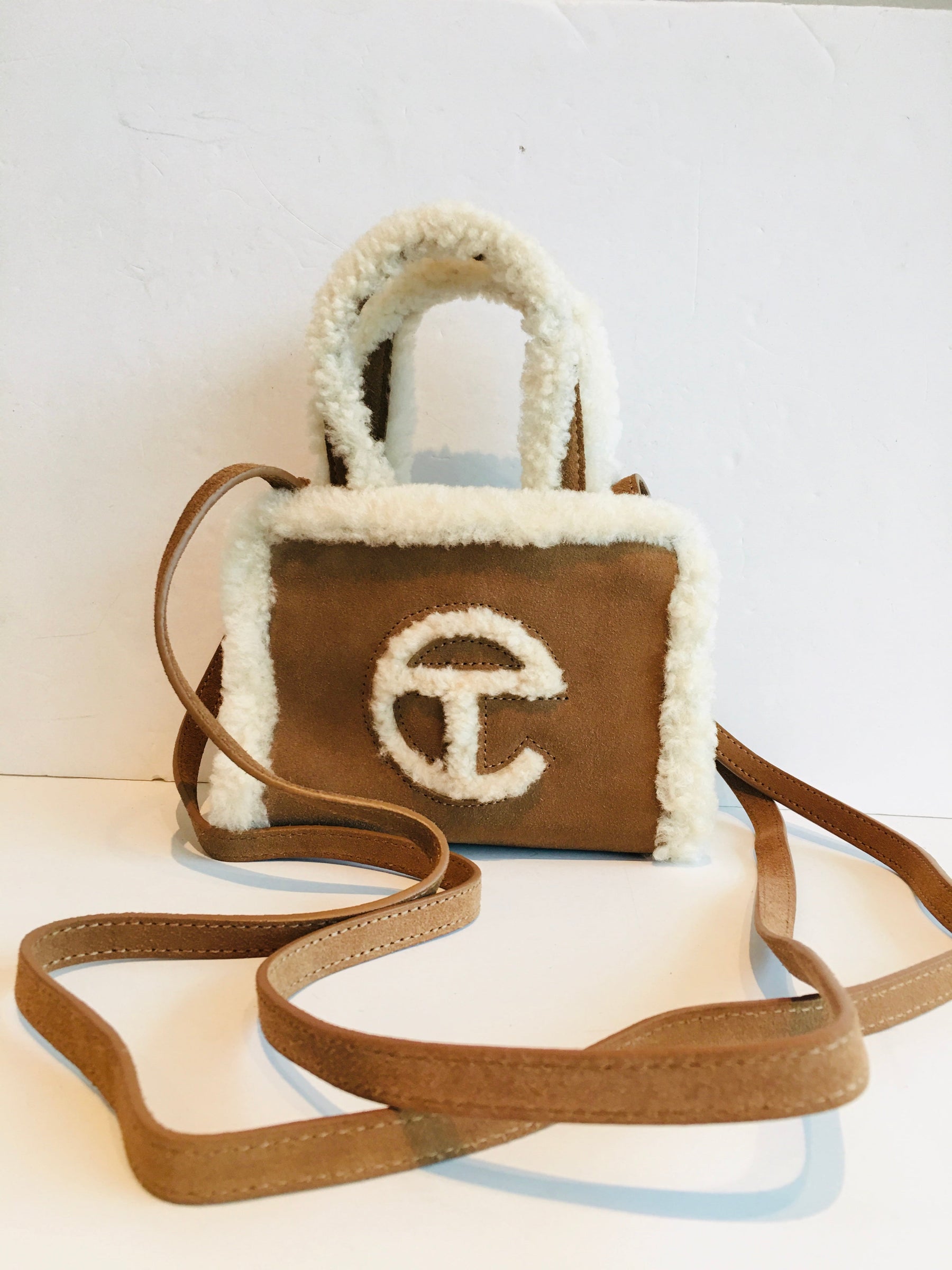 Ugg x Telfar Suede Small Shopper Bag Sheepskin Trim