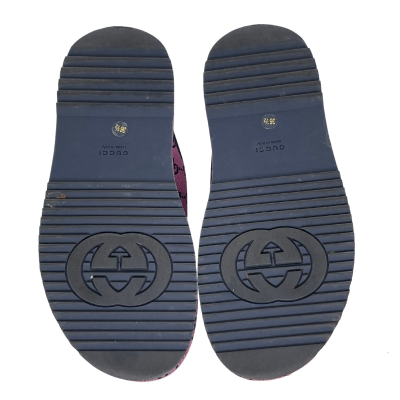 Gucci GG Canvas Crisscross Platform Sandal Pink and Blank Canvas Rubber Sole Box Included Size: 36.5