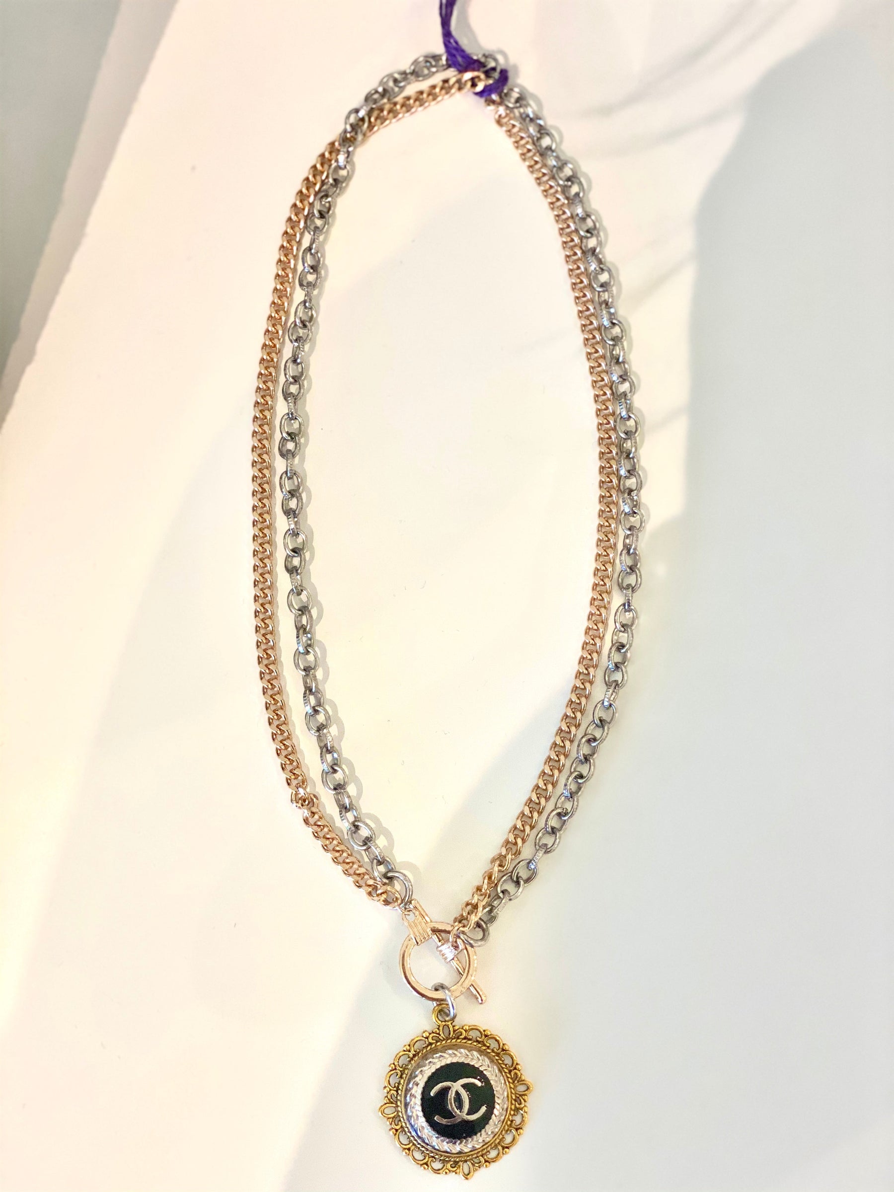 silvergoldbuttonnecklace
