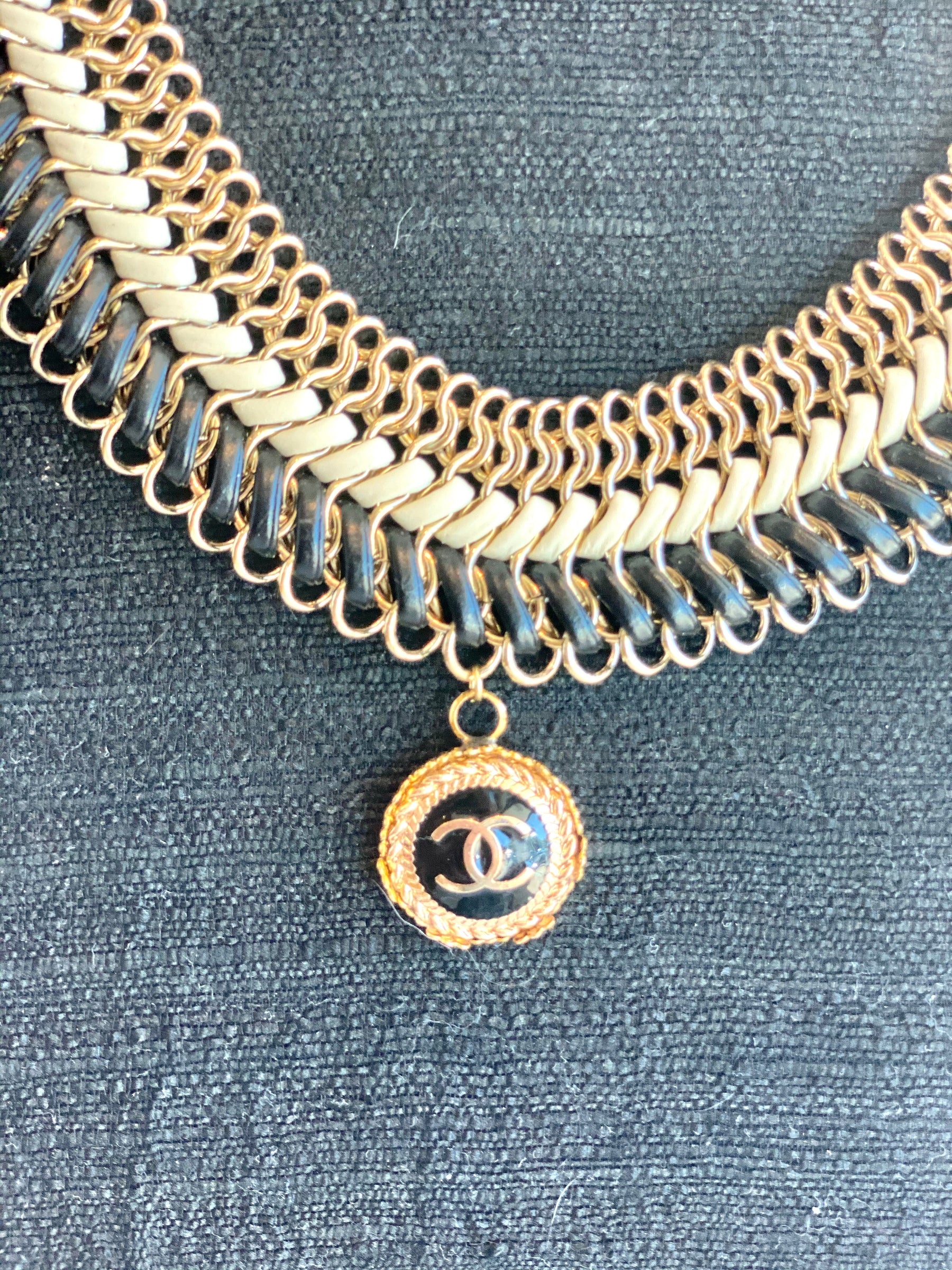 goldsilverchanelbuttonnecklace