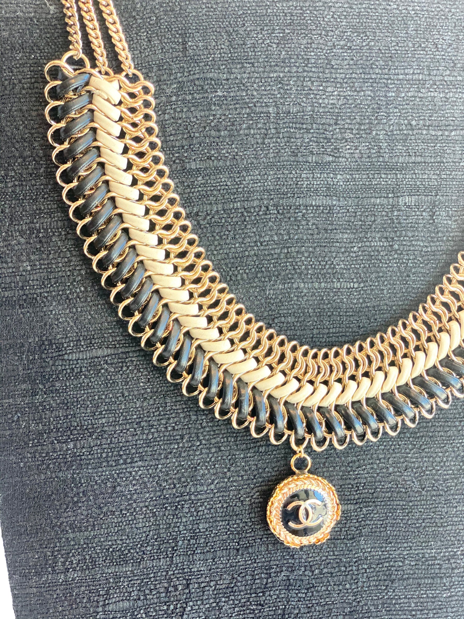 goldsilverchanelbuttonnecklace