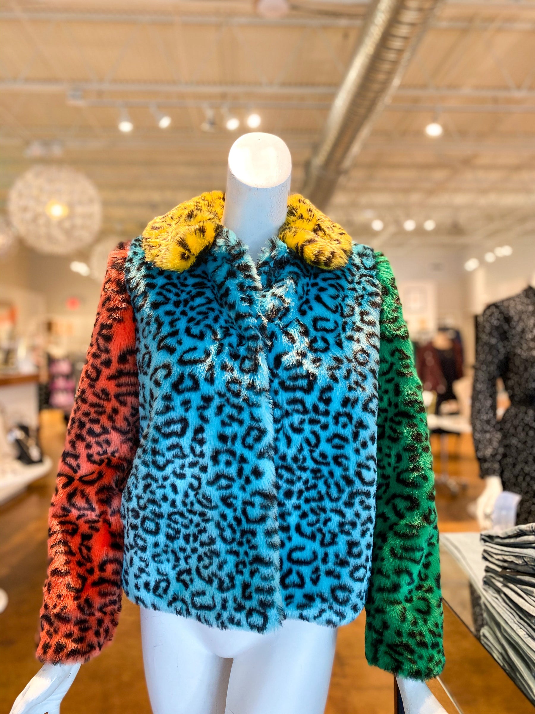 Alice + Olivia Fur Leopard Coat Multicolored