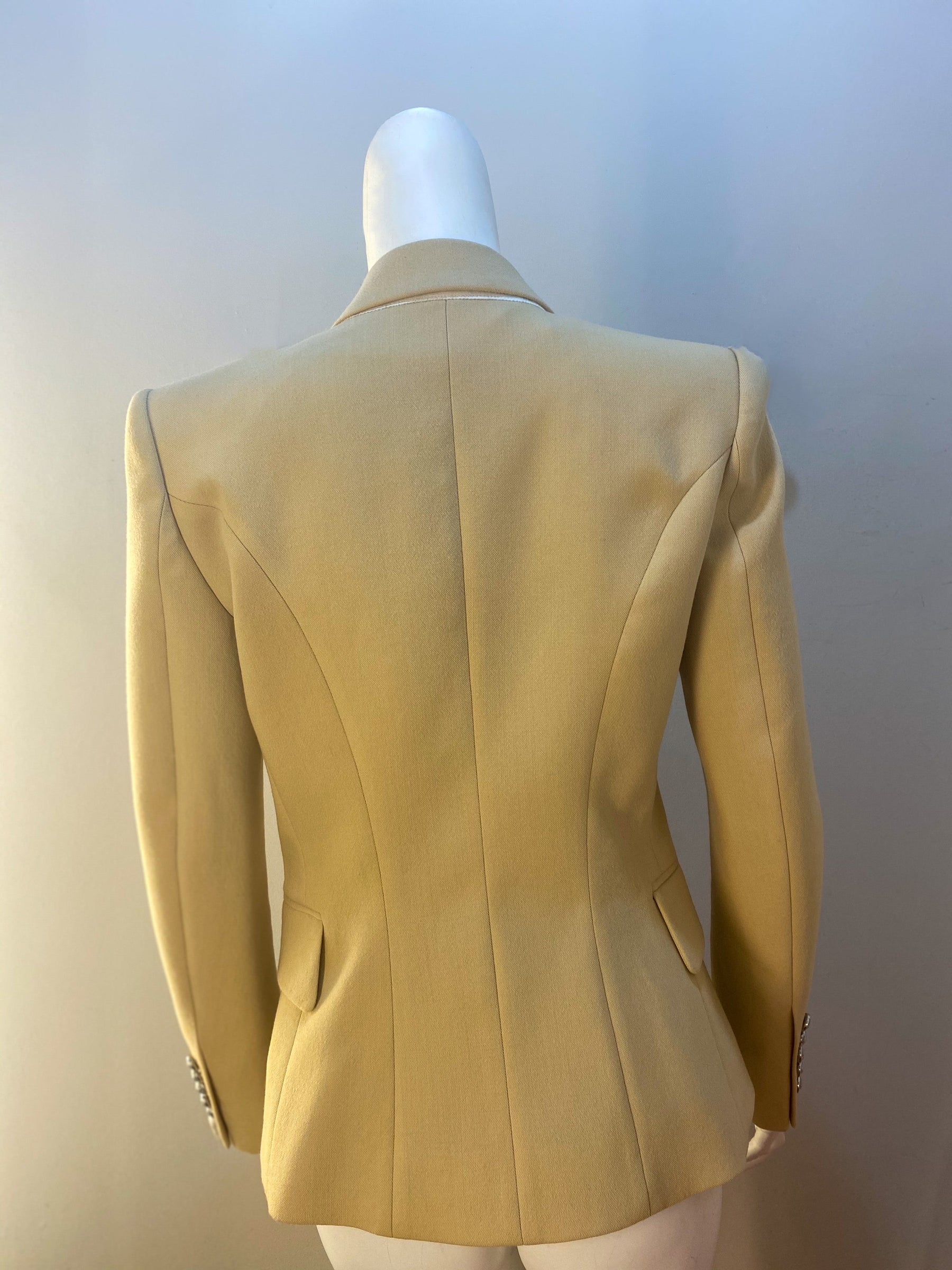 balmain double-breasted wool blazer back of blazer