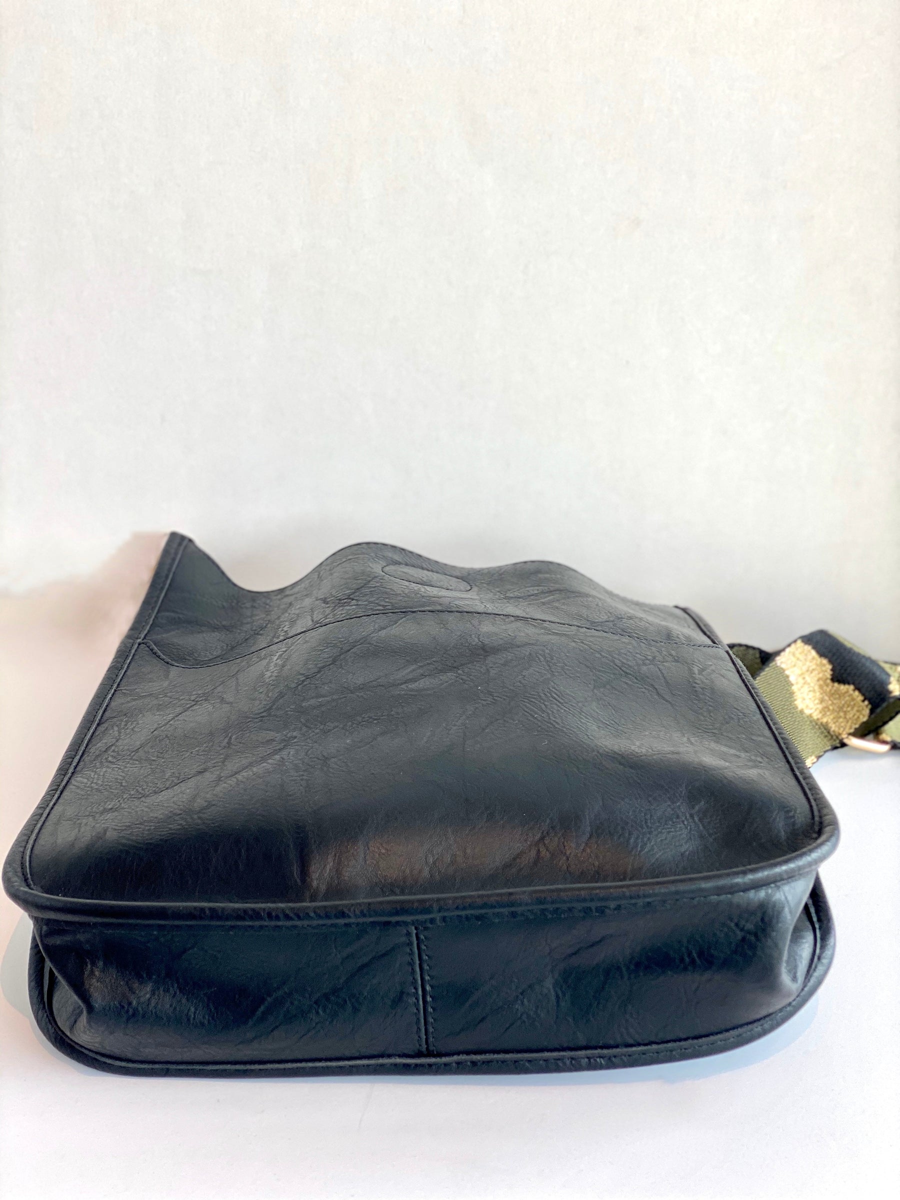 large black messenger leather