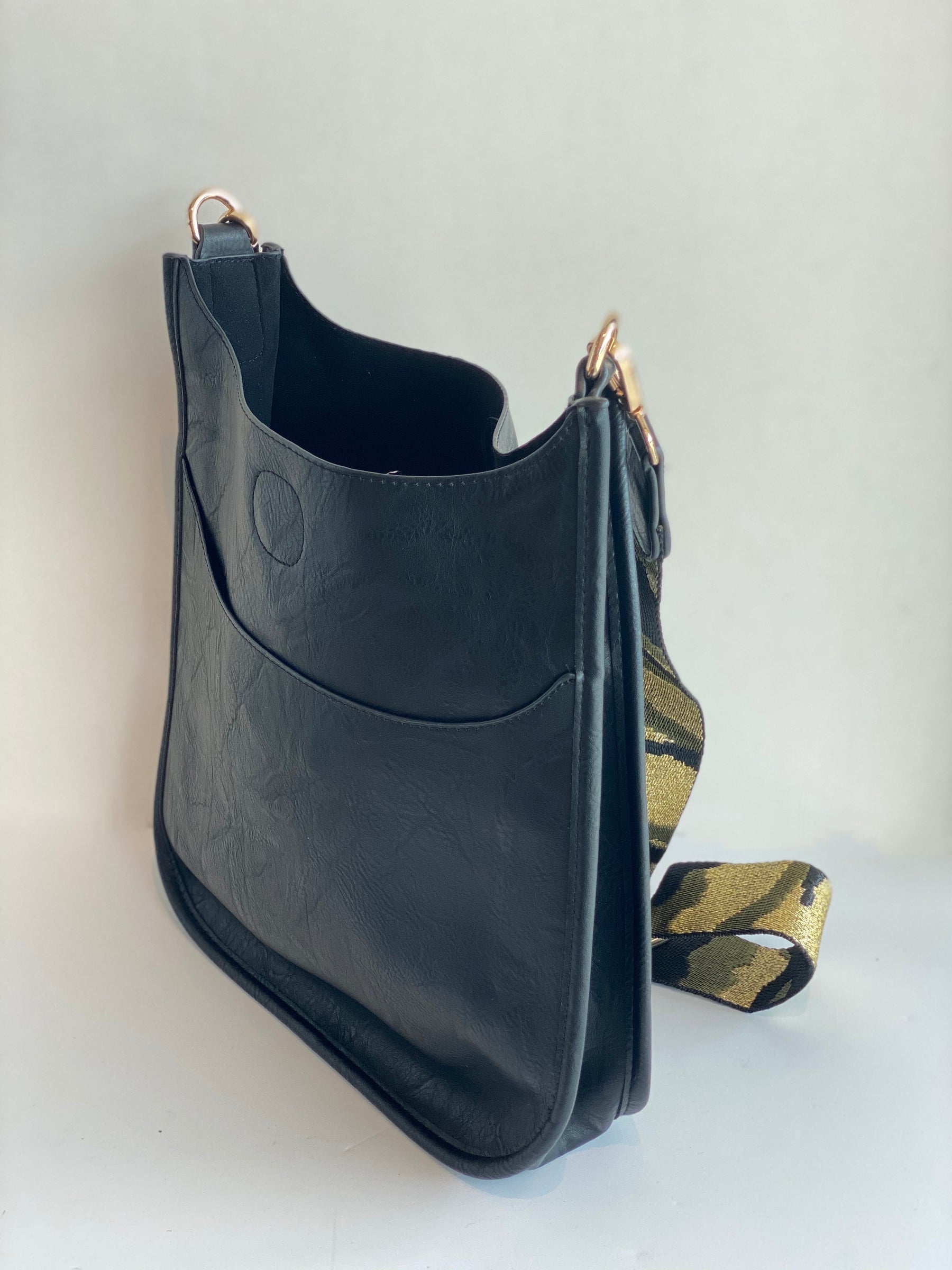 large black messenger leather