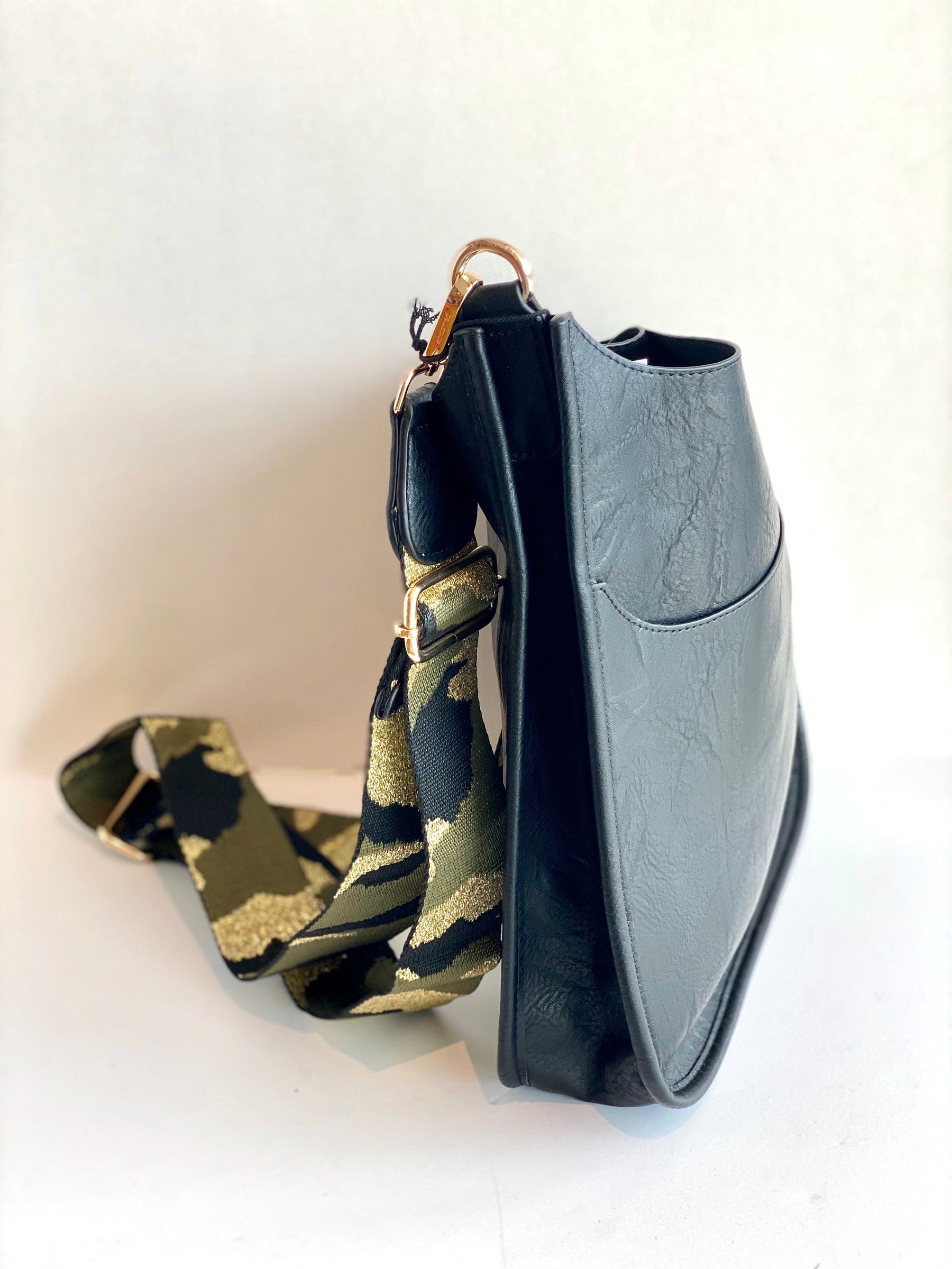 large black messenger leather