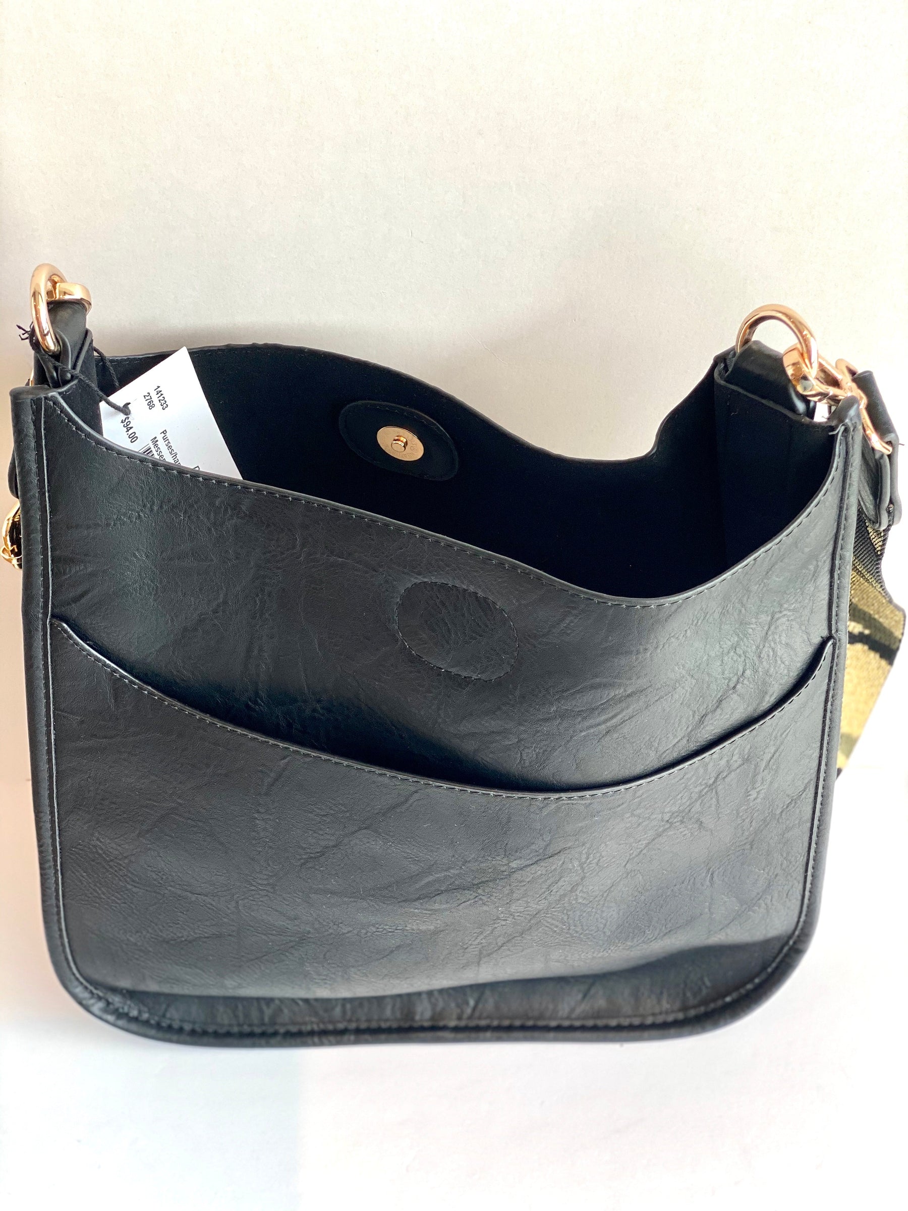 large black messenger leather