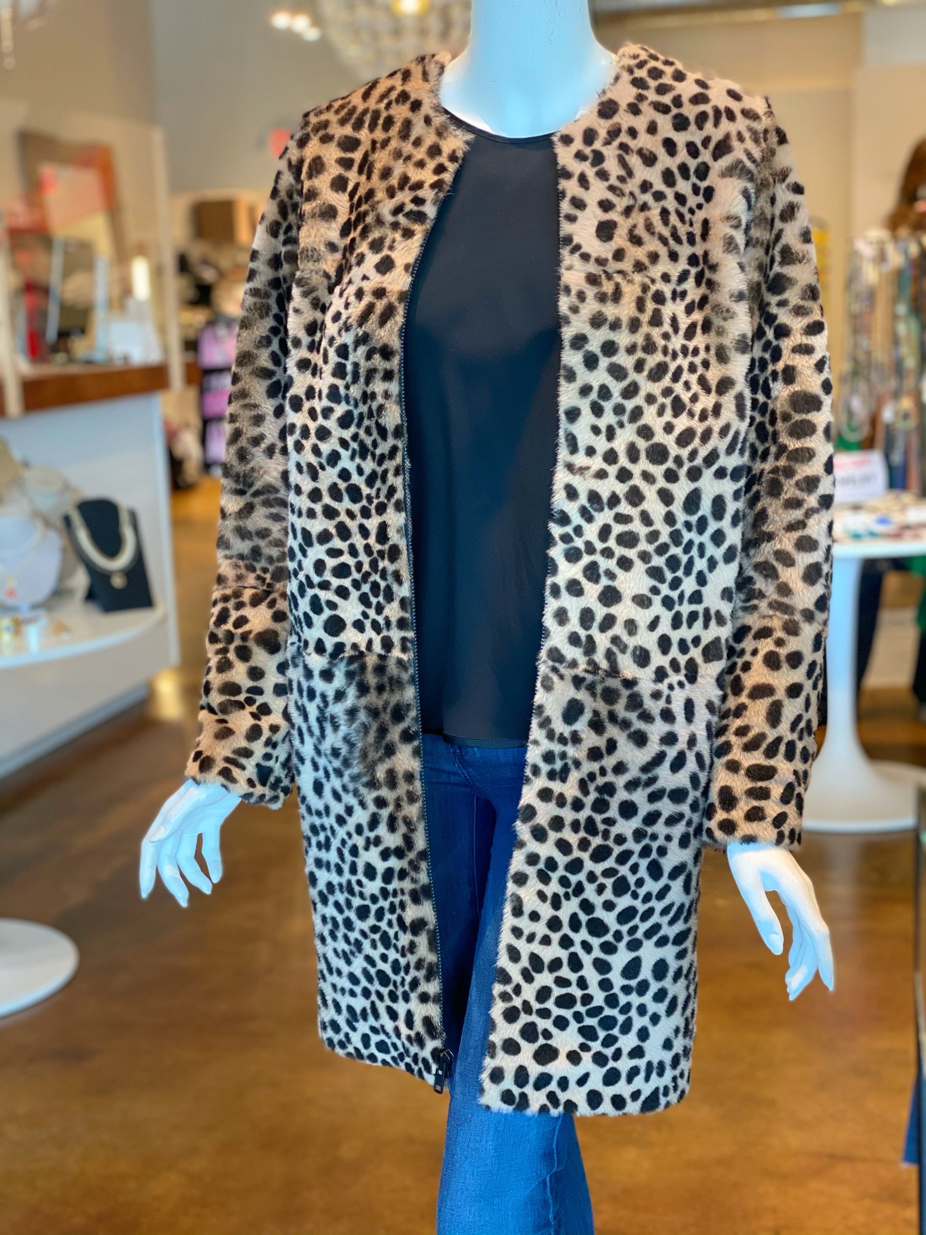 Loeffler Randall Shearling Leopard Coat