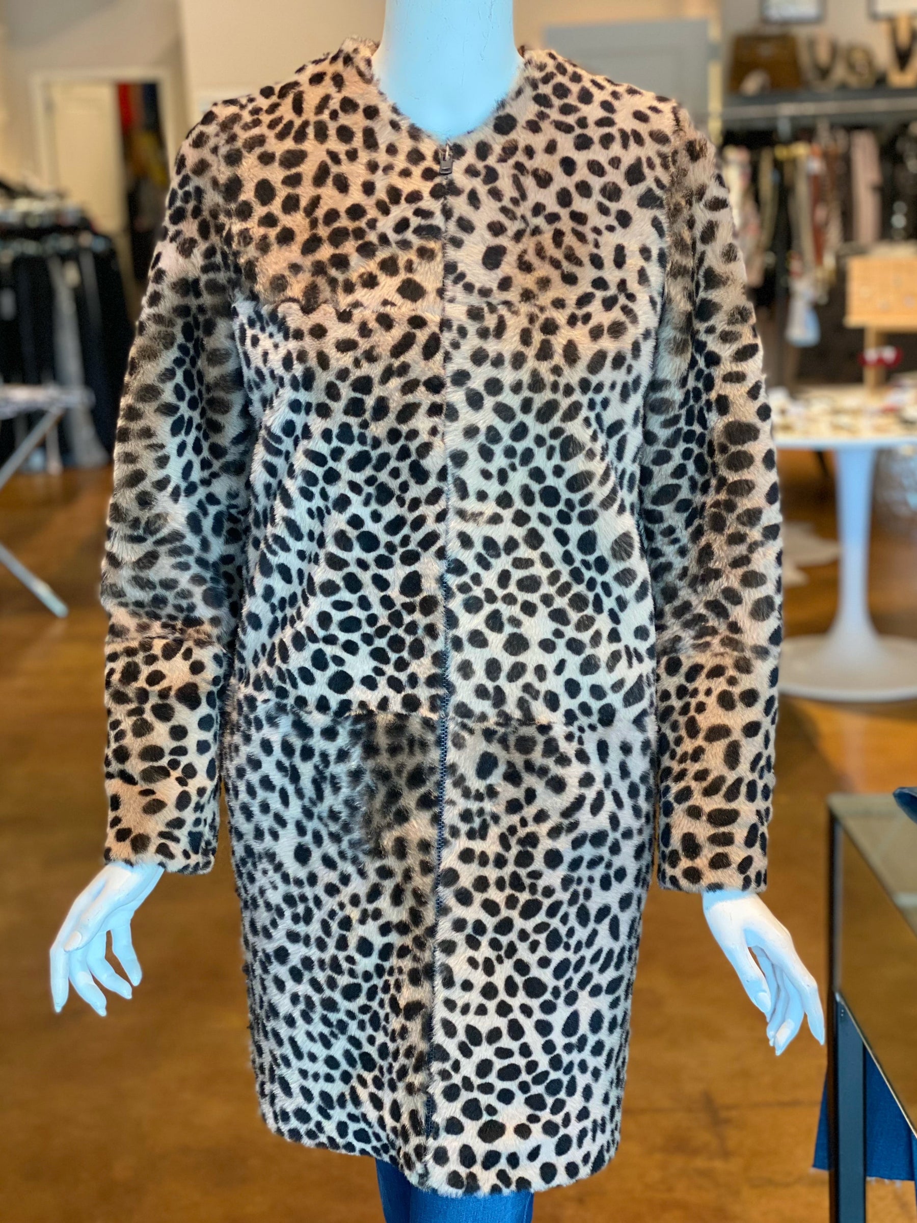 Loeffler Randall Shearling Leopard Coat