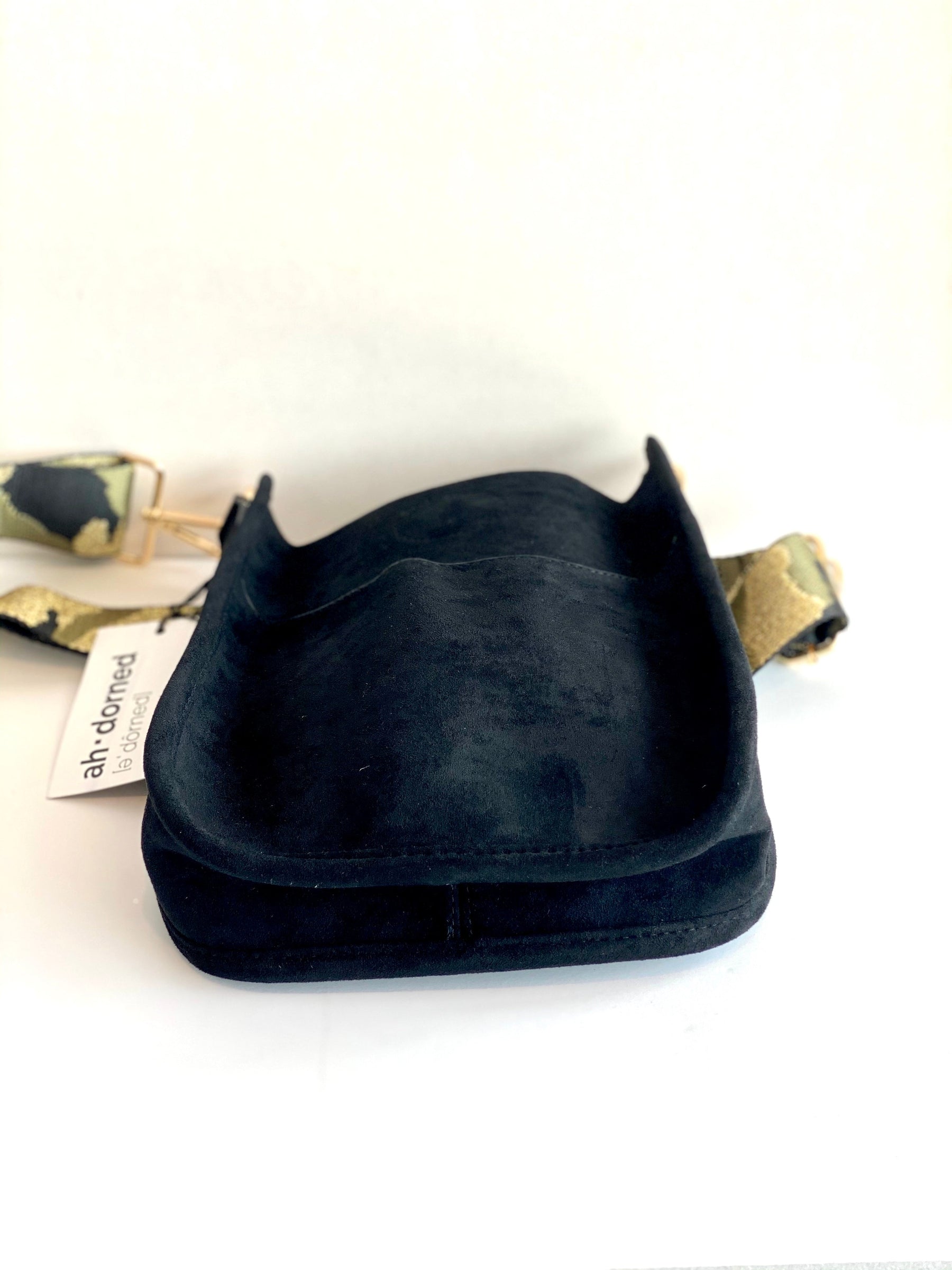 black seude mini messenger