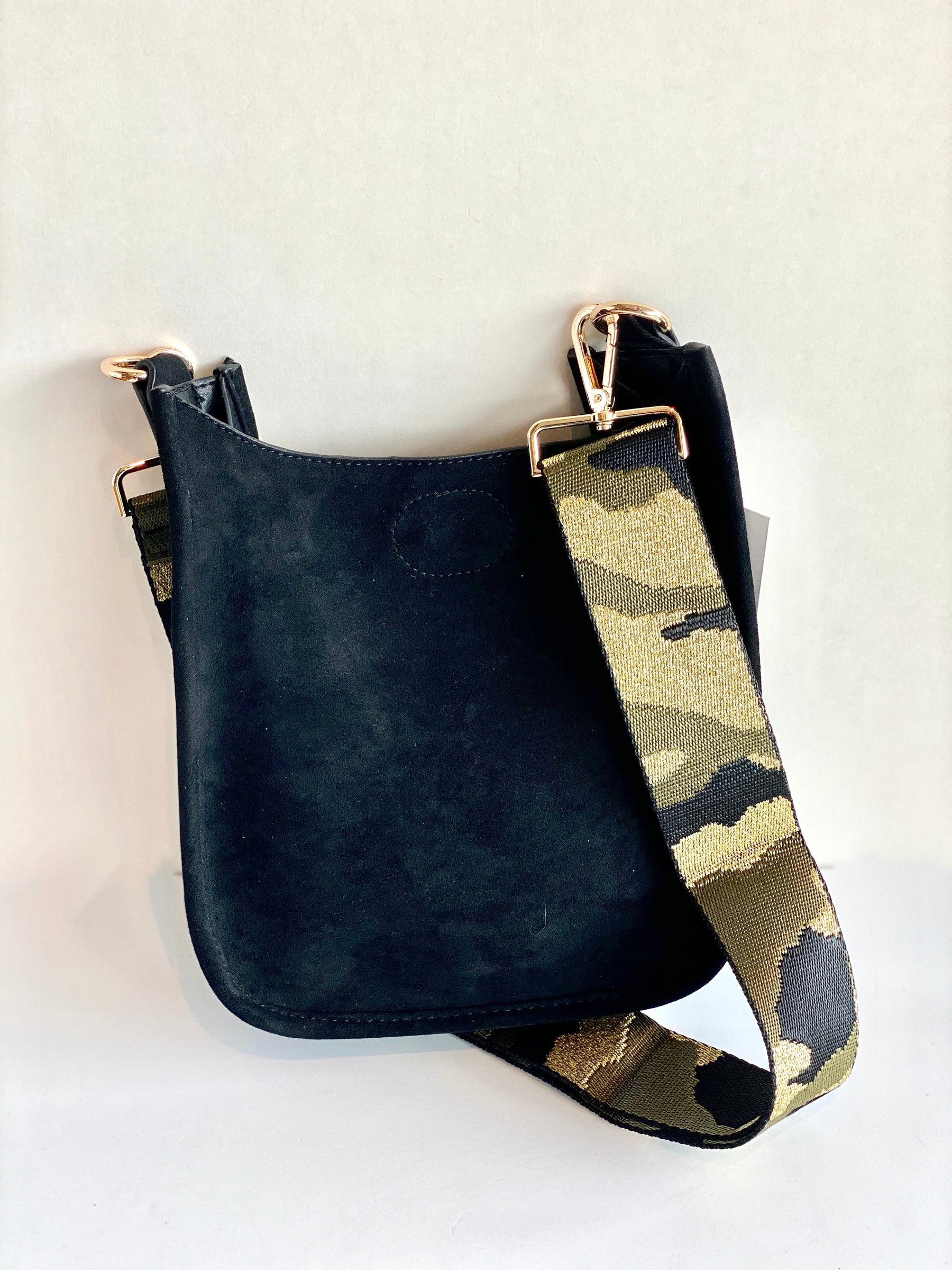 black seude mini messenger