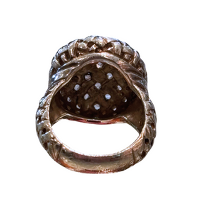 Back of Slane Sterling Silver Woven Cocktail Ring on a white background. 