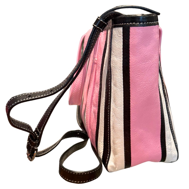 Balenciaga Barbes East-West Striped Small Shopper Tote