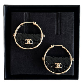 Chanel Resin Quilted Flap Bag Hoop Earrings