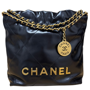 Chanel Shiny Calfskin Leather Quilted Mini 22 Hobo