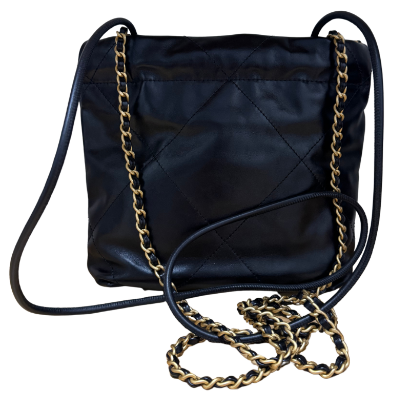 Chanel Shiny Calfskin Leather Quilted Mini 22 Hobo