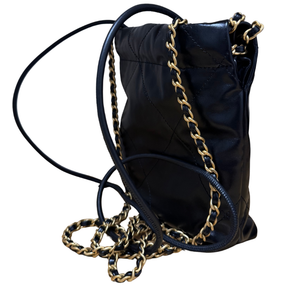 Chanel Shiny Calfskin Leather Quilted Mini 22 Hobo
