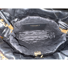 Chanel Shiny Calfskin Leather Quilted Mini 22 Hobo