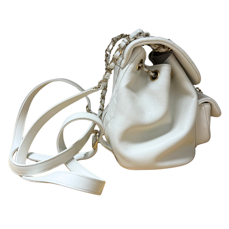 Chanel Shiny Caviar Leather Duma Pockets Drawstring Small Backpack