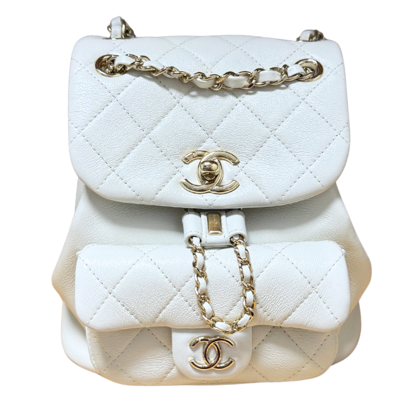 Chanel Shiny Caviar Leather Duma Pockets Drawstring Small Backpack