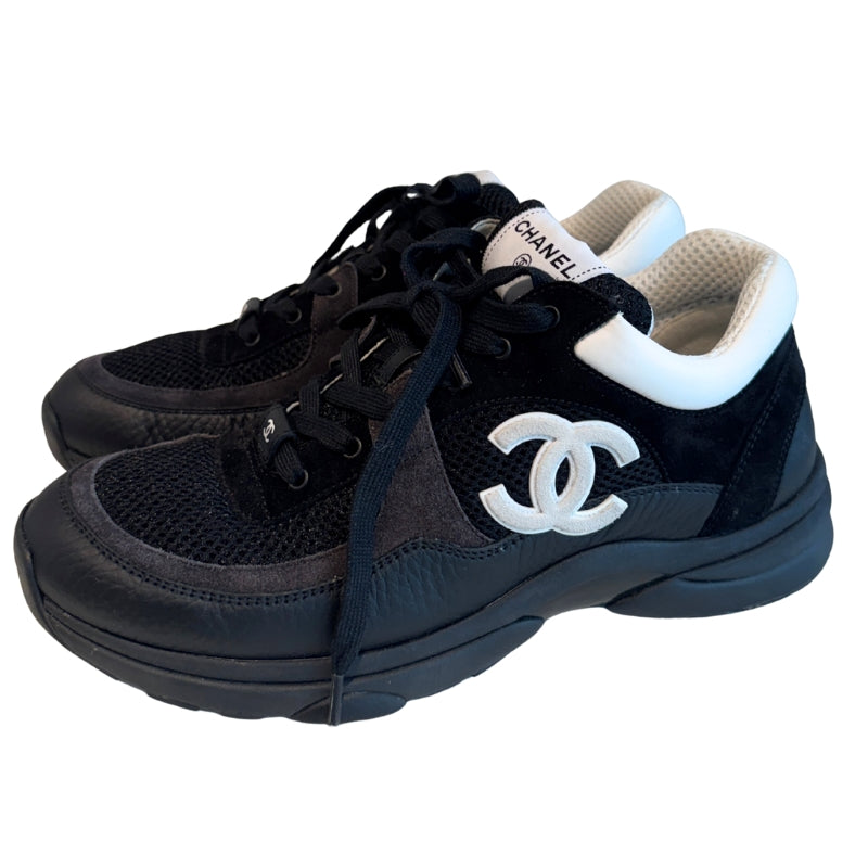 Chanel Mesh, Suede, & Grained Leather CC Sneakers