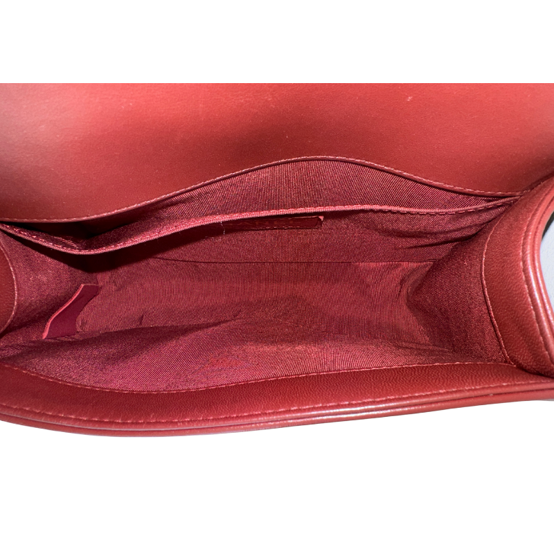 Chanel Burgundy Diamond Quilted Small Boy Bag