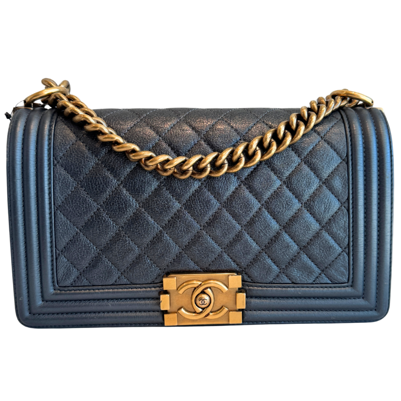 Chanel Metallic Diamond Quilted Medium Boy Bag