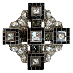 Chanel Crystal Baguette Maltese Cross Pin Brooch