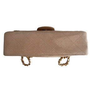 Chanel Blush Quilted Lambskin Leather Classic Double Flap Bag Bottom Slight Wear On Corners