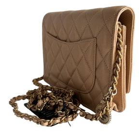 Chanel Gold Lambskin Matelasse Coin Wallet On Chain