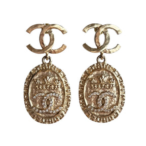 Chanel CC Medallion Drop Earrings